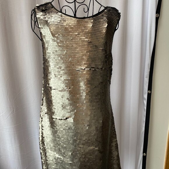 Zara Runway Sparkle | Matte Silver Sequin Mini Dress (Sz M) - Picture 1 of 7